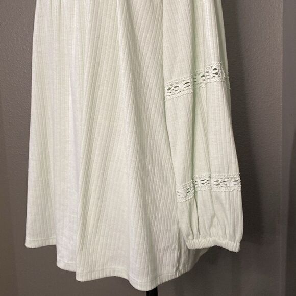 Lane Bryant Mint Green Off Shoulder Tunic Blouson-Sleeve Ribbed Knit Top - Picture 4 of 13